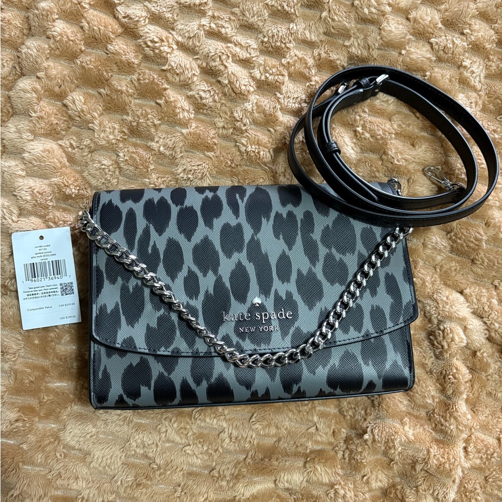 Kate Spade Black and Gray cheetah print crossbody